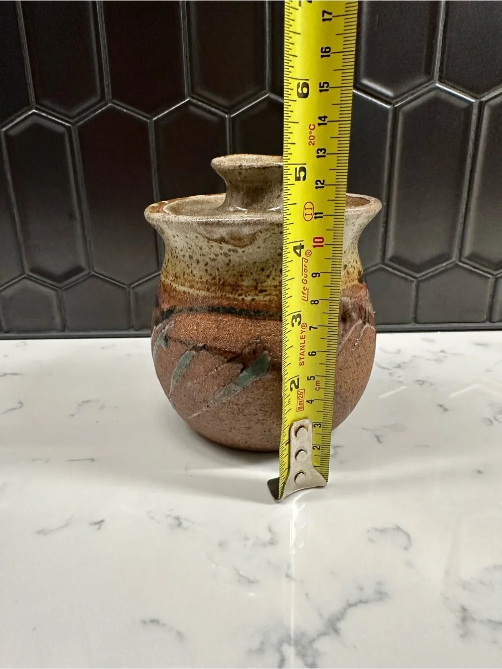 Handmade Pottery Brown Tan Honey Pot